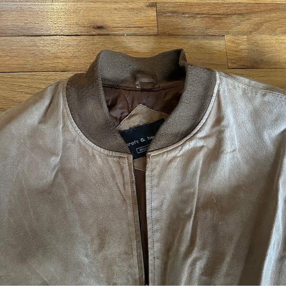 Croft & Barrow Genuine Leather Suede Bomber Winter Jacket Tan Men's Size L - Picture 5 of 12